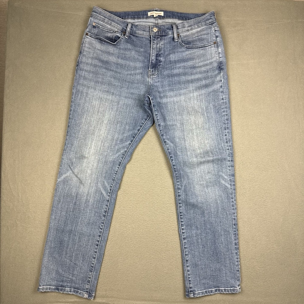 Lucky Brand 223 Straight Leg Dark Wash Jeans Mens 38x32 Coolmax Stretch Denim